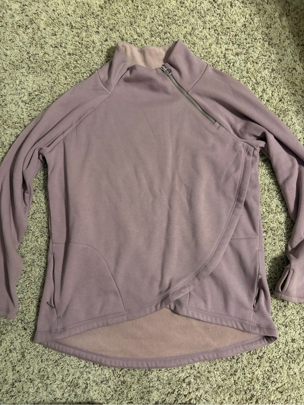 Athleta Women's Mauve Zip-Detail Fleece Pullover